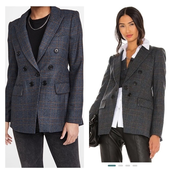 VERONICA BEARD Yareli Gray Wool Houndstooth Blazer Dickey Jacket Size 00 - Picture 4 of 15